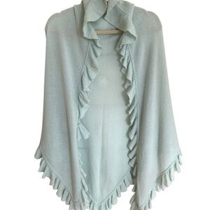 Minnie Rose 100% Cashmere  Ruffled Women's Sweater in Light Mint Green